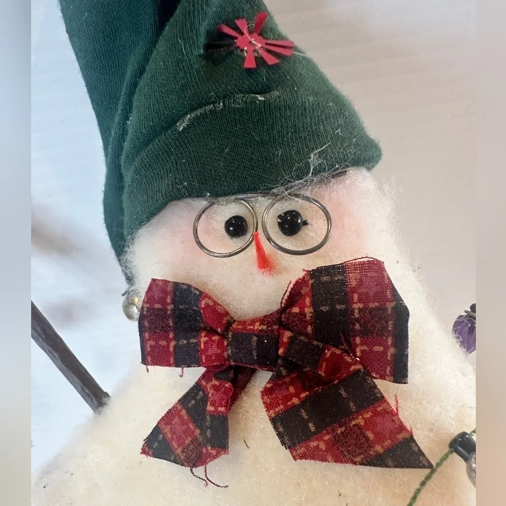 Plush Snowman Figurine with Holiday Lights – Cute Winter Tabletop Decor